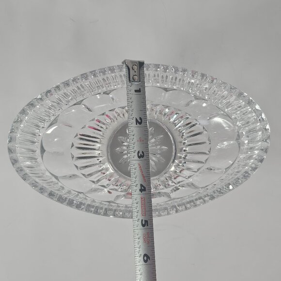 Towle Crystal William Adams Silver Plate Cut Divided 8" Oval Bowl Divided Dish - Picture 10 of 11